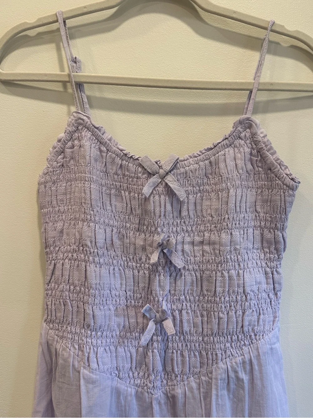 American Eagle AE Lavender Bella Bow Smocked Midi Dress XS NWT